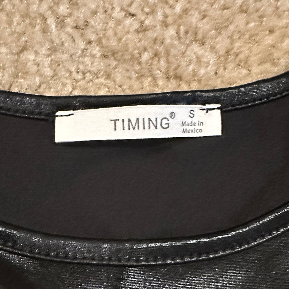 Timing Faux Leather Sleeveless Black Mini Dress Size Small - Picture 3 of 6